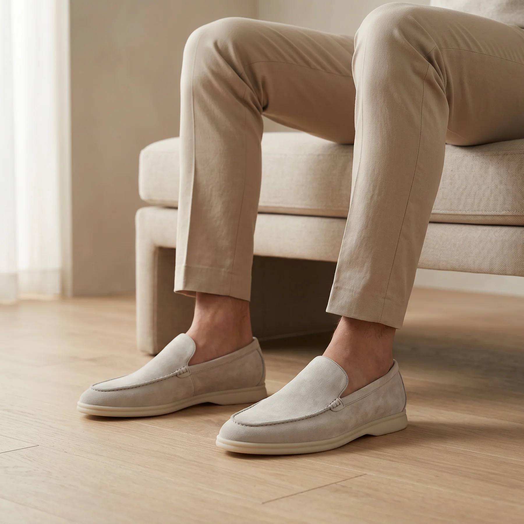 Loro Piana Men’s Summer Walk Loafers – Classic Beige Suede - Image 11