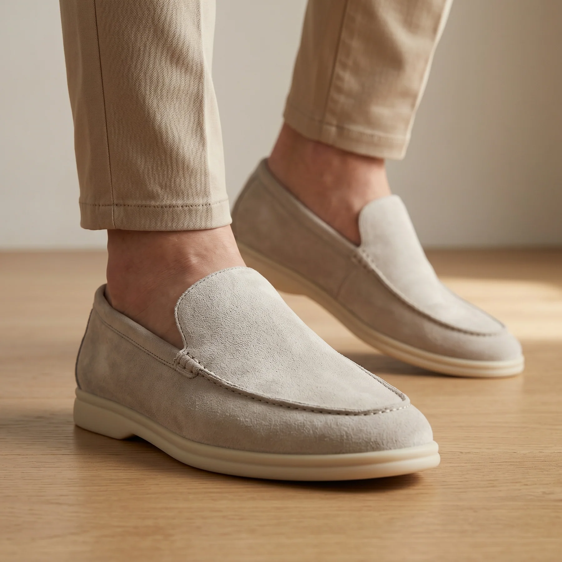 Loro Piana Men’s Summer Walk Loafers – Classic Beige Suede - Image 8