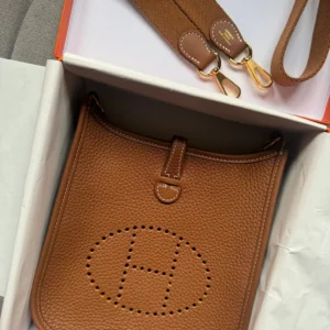 Hermès Mini Evelyne Gold Clemence Leather