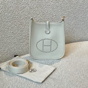 Hermès Mini Evelyne 8L Beton Clemence Leather